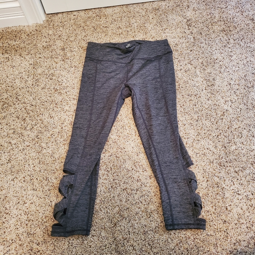 Gaiam workout capris with criss cross detail